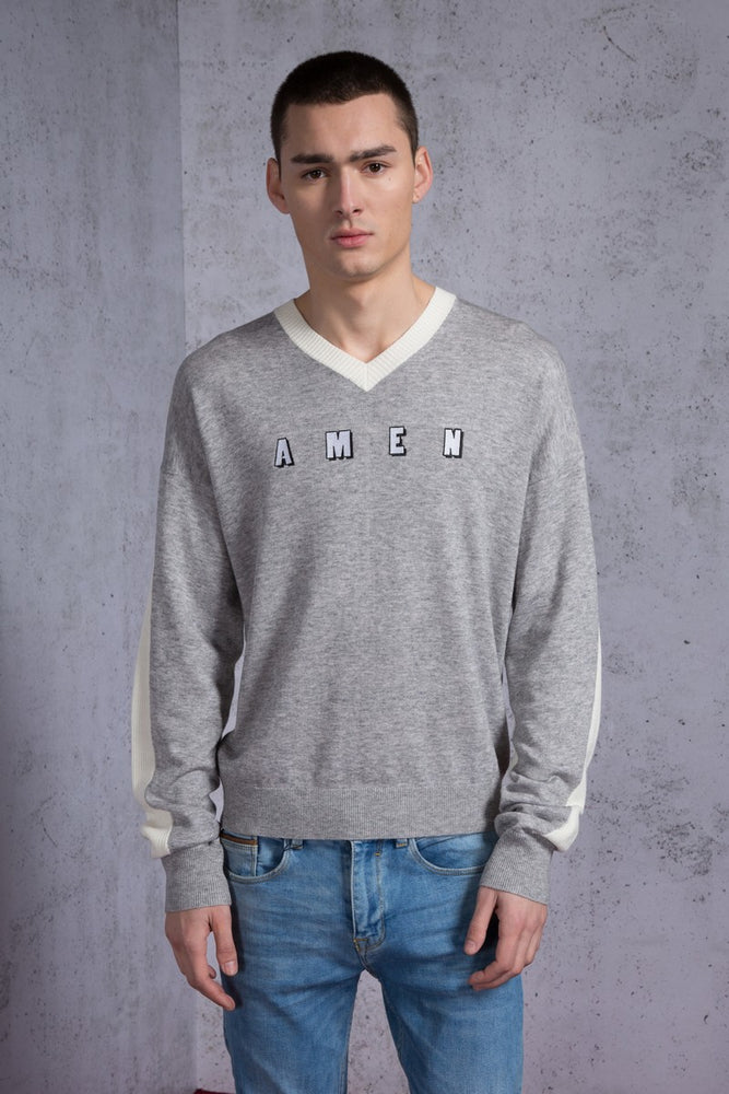AMEN Embroidered Two Tone Sweater - AMENPAPA Fashion