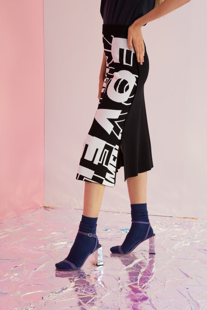 Amen Love Intarsia Knit Midi Skirt - AMENPAPA Fashion