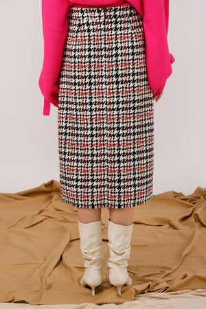 AMEN Embroidered Houndstooth Skirt - AMENPAPA Fashion