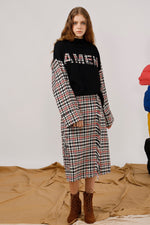 AMEN Embroidered Houndstooth Skirt
