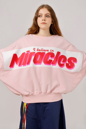 2ways Oversized Miracles Printed Sweat Top