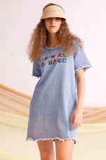 Life as a race embroidered oversized dress