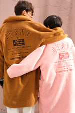 Jesus Embroidered Faux Shearling Coat