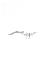 Double Thorn Pave Silver Earring