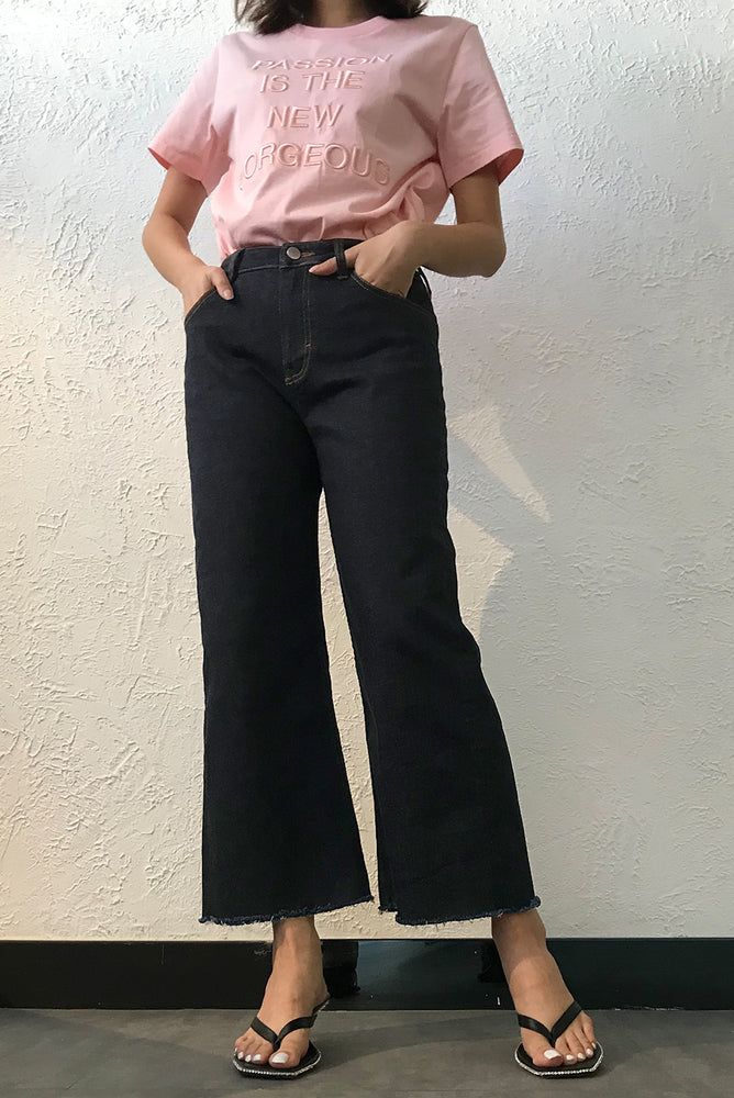 Cropped Mid-Rise Wide-Leg Jeans